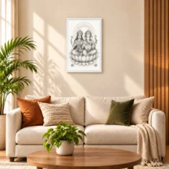 Laxmi Ganesh — Monochrome Sketch Frame — white frame sofa