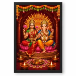 Laxmi Ganesh — Diwali Puja Edition Frame — black frame clean