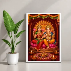 Laxmi Ganesh — Diwali Puja Edition Frame — white frame console