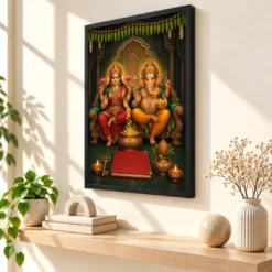 Laxmi Ganesh — New Business Opening Frame — black frame console
