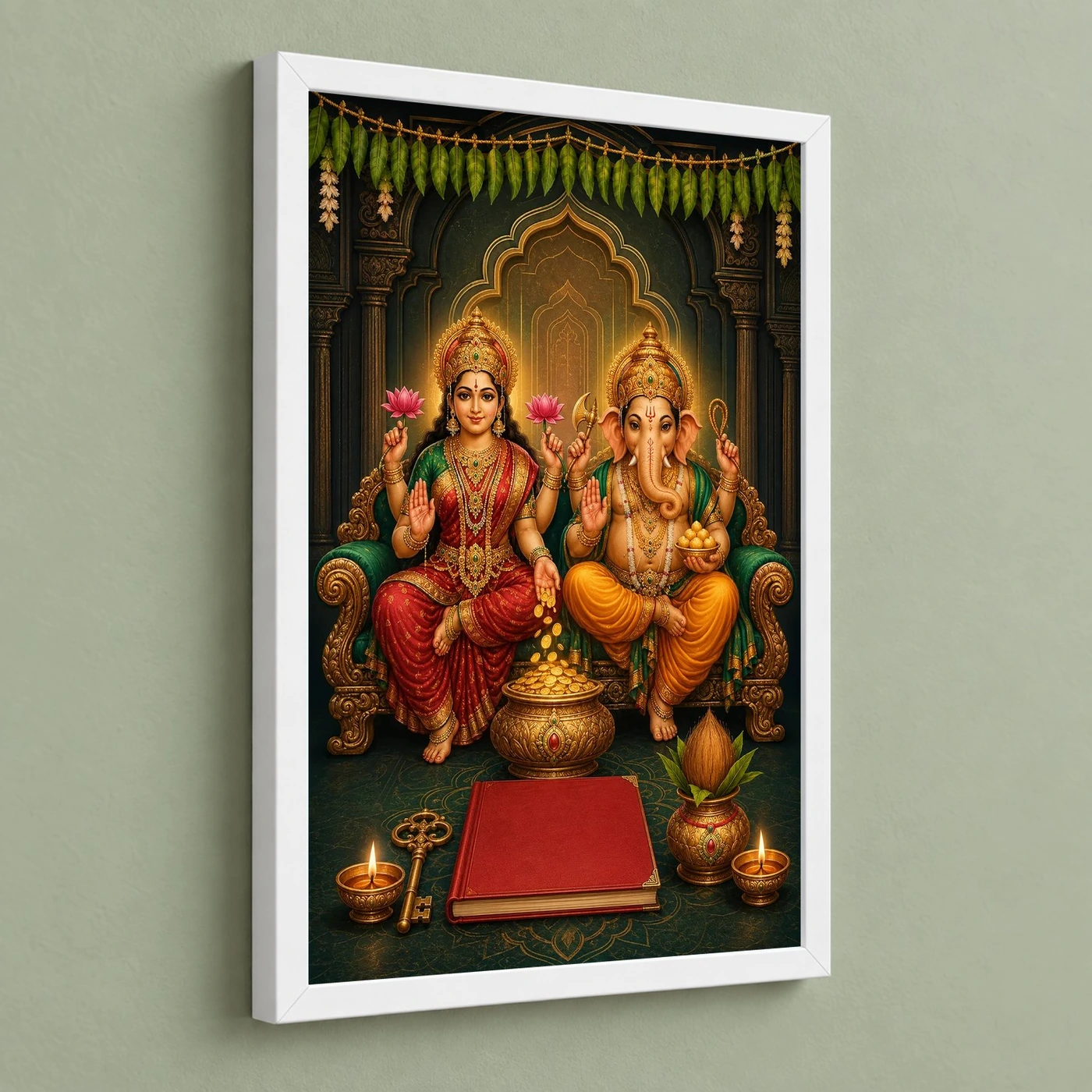 Laxmi Ganesh — New Business Opening Frame 5 Laxmi Ganesh — New Business Opening Frame — white frame angled wall