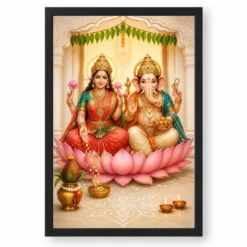 Laxmi Ganesh — Housewarming Gift Frame — black frame clean