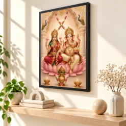 Laxmi Ganesh — Wedding Gift Edition Frame — black frame console