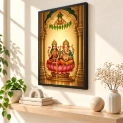 Laxmi Ganesh — Main Entrance Frame (Vertical) — black frame console