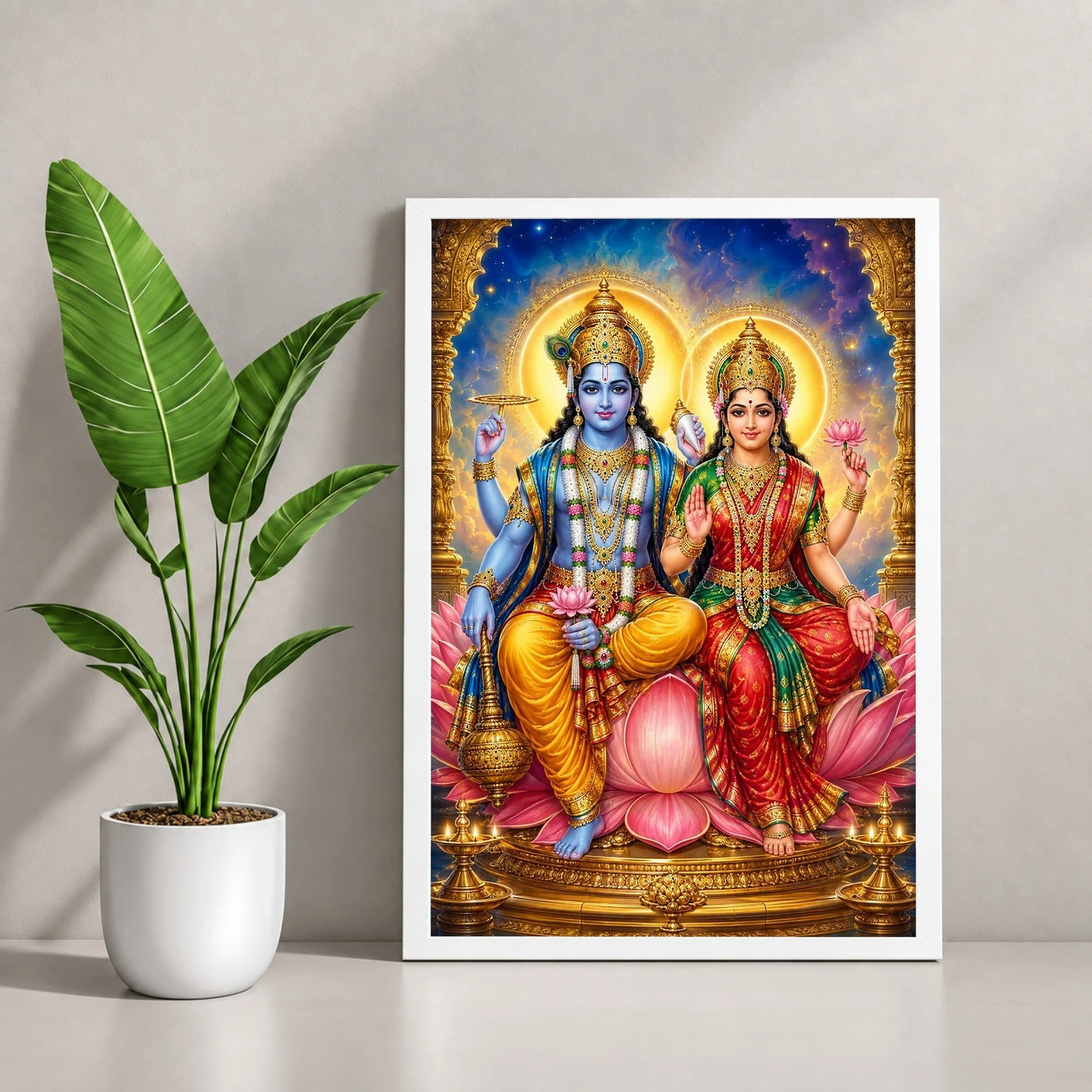 Lakshmi Narayan — Divine Union Frame 4 Lakshmi Narayan — Divine Union Frame — white frame console