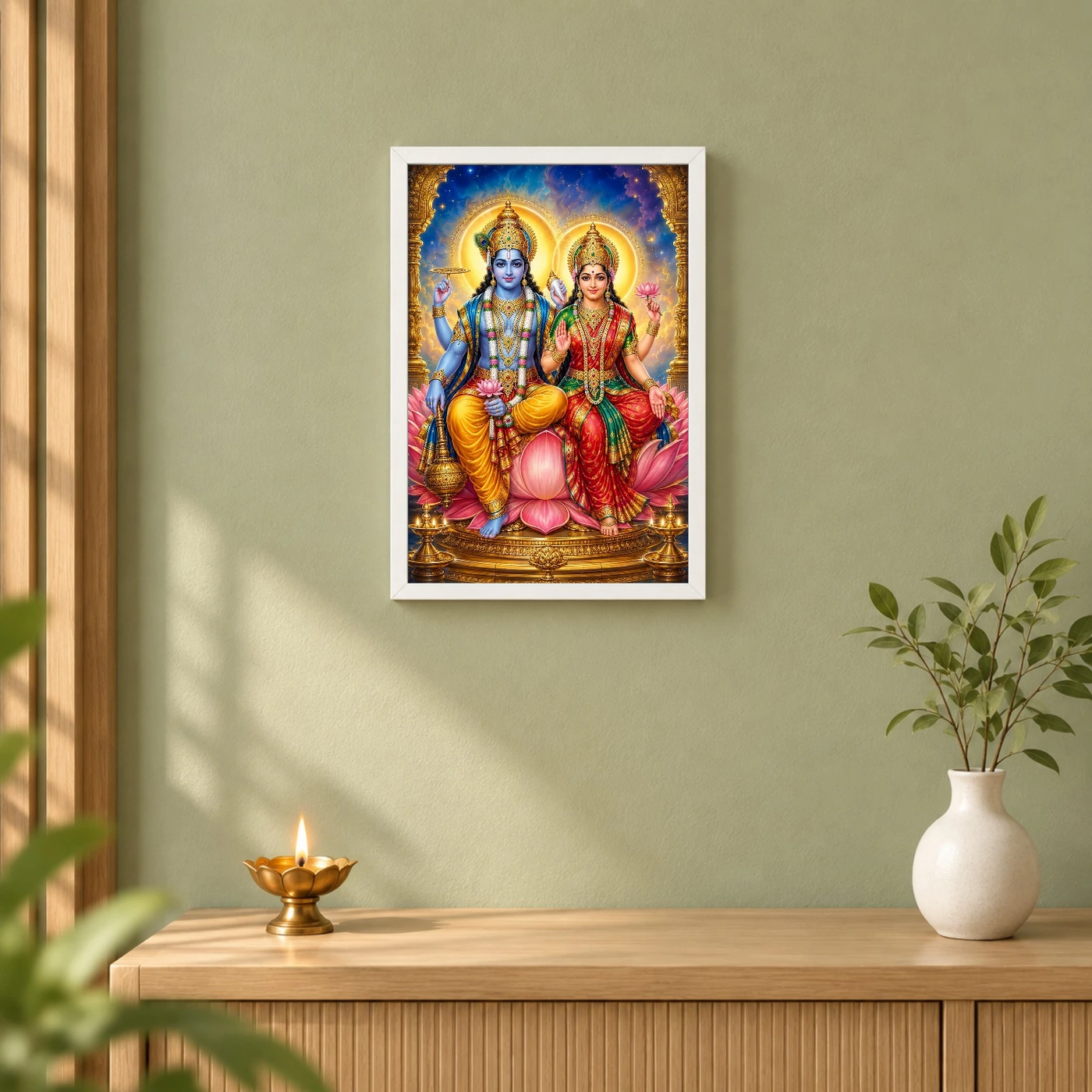 Lakshmi Narayan — Divine Union Frame 6 Lakshmi Narayan — Divine Union Frame — white frame distant wall
