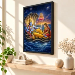 Lakshmi Narayan — Sesha Shayana (Cosmic Ocean) Frame — black frame console