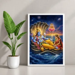 Lakshmi Narayan — Sesha Shayana (Cosmic Ocean) Frame — white frame console