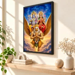 Lakshmi Vishnu — Garuda Vahana Frame — black frame console