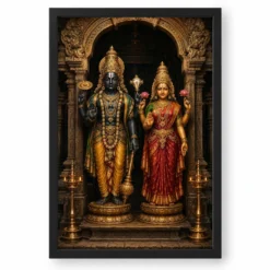 Lakshmi Narayan — Traditional Temple Style Frame — black frame clean