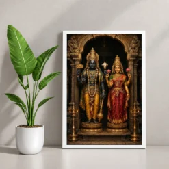 Lakshmi Narayan — Traditional Temple Style Frame 12 Lakshmi Narayan — Traditional Temple Style Frame — white frame console