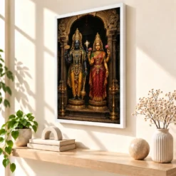 Lakshmi Narayan — Traditional Temple Style Frame 15 Lakshmi Narayan — Traditional Temple Style Frame — white frame warm console
