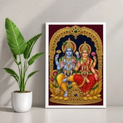Lakshmi Narayan — Tanjore Traditional Art Frame 12 Lakshmi Narayan — Tanjore Traditional Art Frame — white frame console