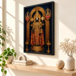 Lakshmi Venkateshwara — Large Statement Wall Frame — black frame console