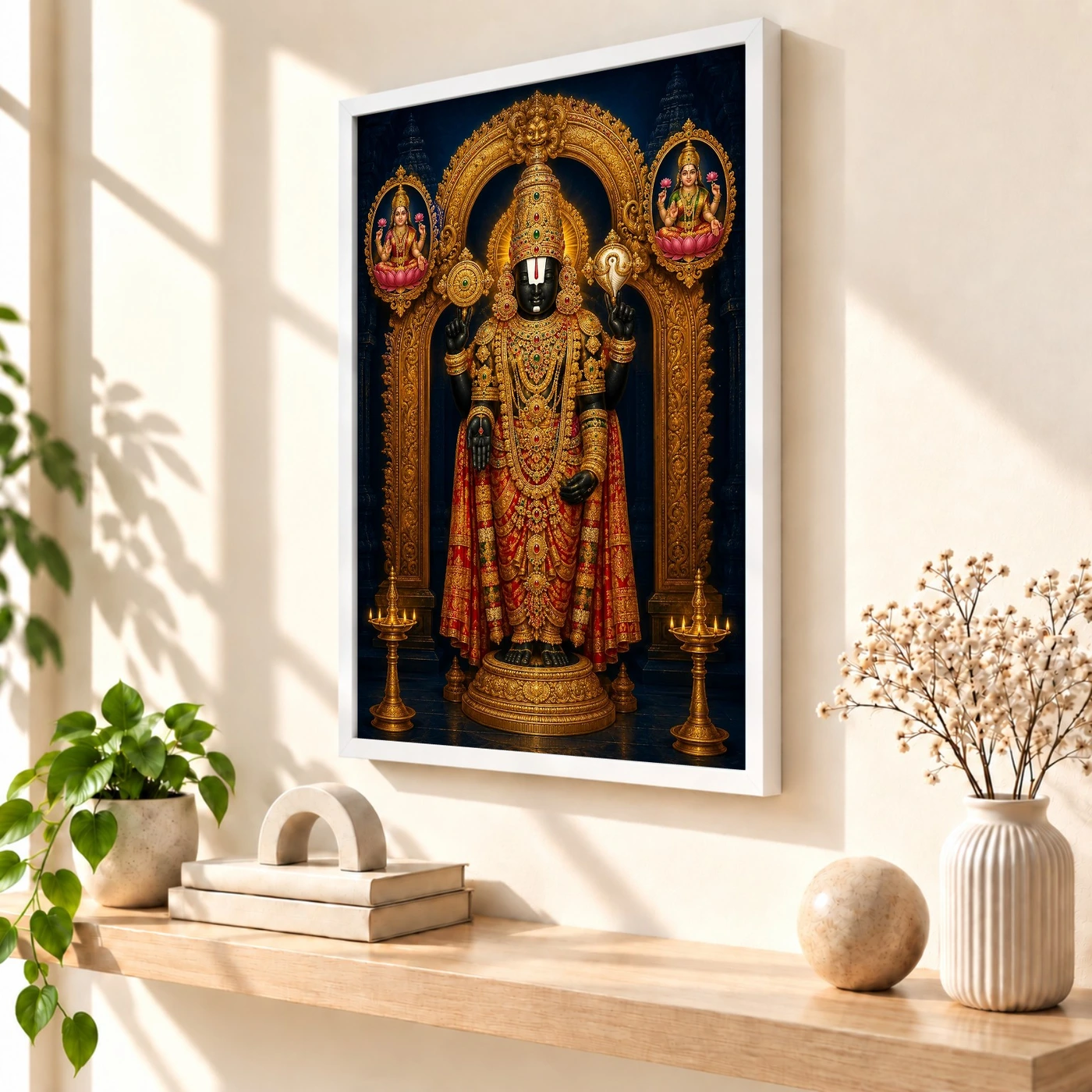 Lakshmi Venkateshwara — Large Statement Wall Frame 57 Lakshmi Venkateshwara — Large Statement Wall Frame — white frame