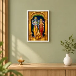 Lakshmi Narayan — Vertical Entrance Door Frame — white frame distant wall
