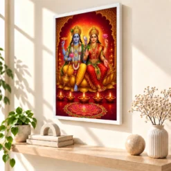 Lakshmi Narayan — Diwali Gifting Edition Frame 15 Lakshmi Narayan — Diwali Gifting Edition Frame — white frame warm console
