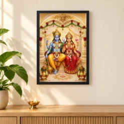 Lakshmi Narayan — Wedding Gift Edition Frame 11 Lakshmi Narayan — Wedding Gift Edition Frame — black frame pooja shelf
