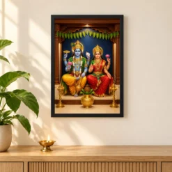 Lakshmi Narayan — Housewarming Gift Frame — black frame pooja shelf