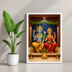 Lakshmi Narayan — Housewarming Gift Frame — white frame console