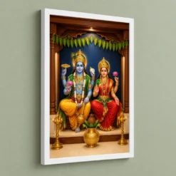 Lakshmi Narayan — Housewarming Gift Frame — white frame angled wall