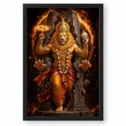 Ugra Narasimha — Fierce Form Frame — black frame clean