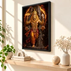 Ugra Narasimha — Fierce Form Frame — black frame console
