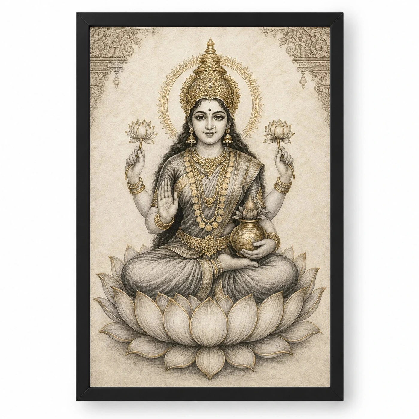 Varalakshmi — Monochrome Sketch Frame 1 Varalakshmi — Monochrome Sketch Frame — black frame clean