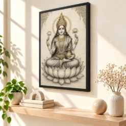Varalakshmi — Monochrome Sketch Frame — black frame console