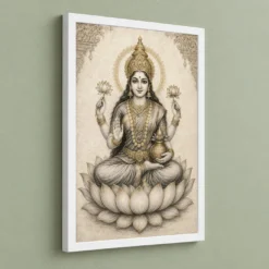Varalakshmi — Monochrome Sketch Frame 13 Varalakshmi — Monochrome Sketch Frame — white frame angled wall