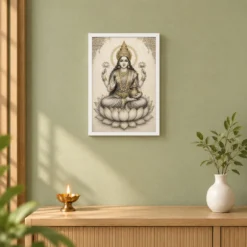 Varalakshmi — Monochrome Sketch Frame 14 Varalakshmi — Monochrome Sketch Frame — white frame distant wall