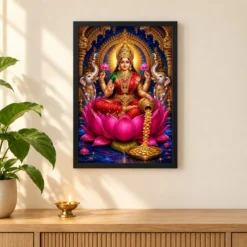Varalakshmi — Large Statement Wall Frame 11 Varalakshmi — Large Statement Wall Frame — black frame pooja shelf