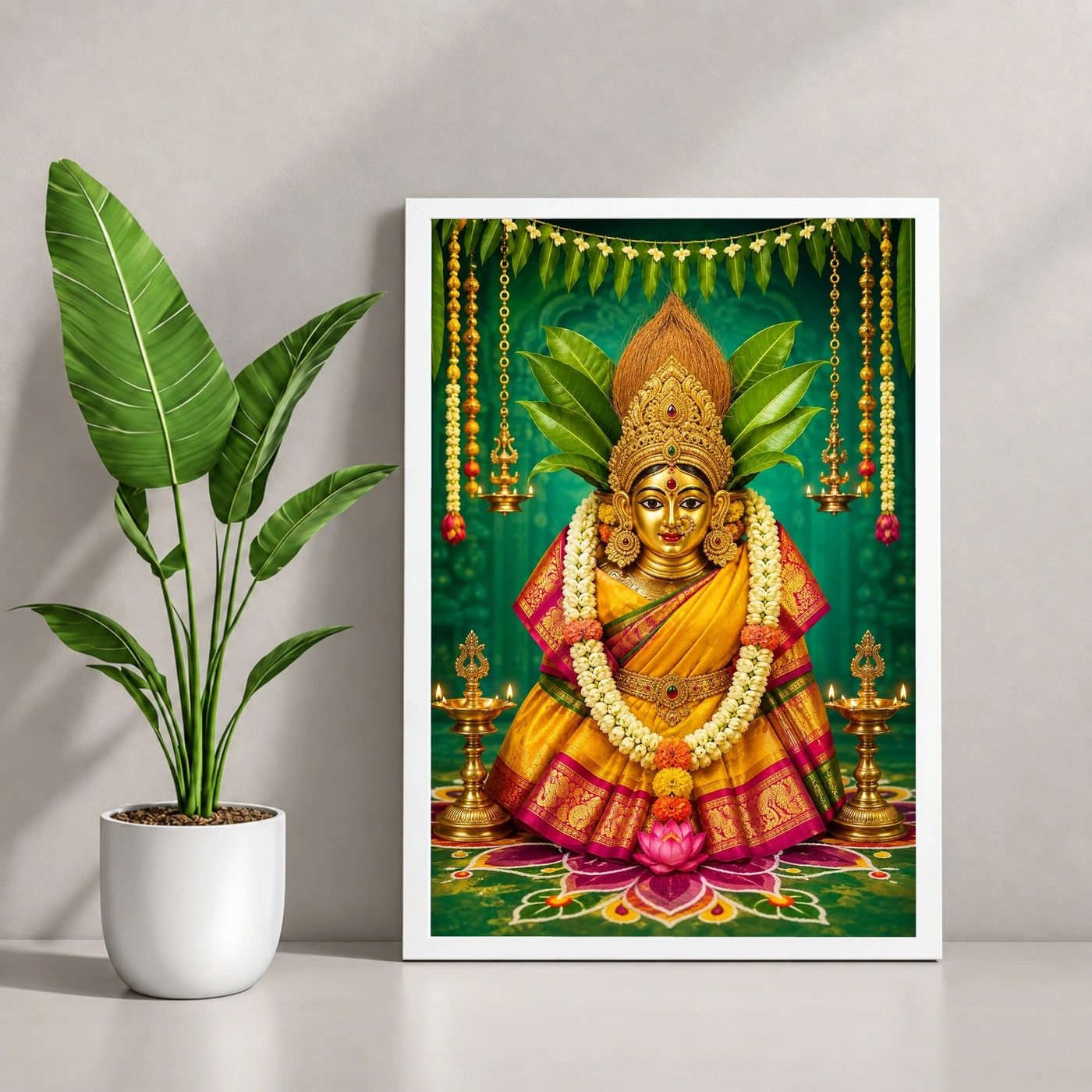 Varalakshmi — Shravan Festival Gifting Edition Frame 4 Varalakshmi — Shravan Festival Gifting Edition Frame — white frame console