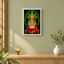 Varamahalakshmi — Pooja Mandir Small Frame — white frame distant wall