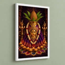 Varalakshmi — Diwali Gifting Edition Frame — white frame angled wall