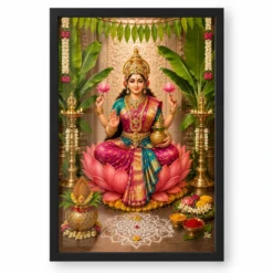 Varalakshmi Vratam Photo Frame – Traditional South Indian Art — black frame clean