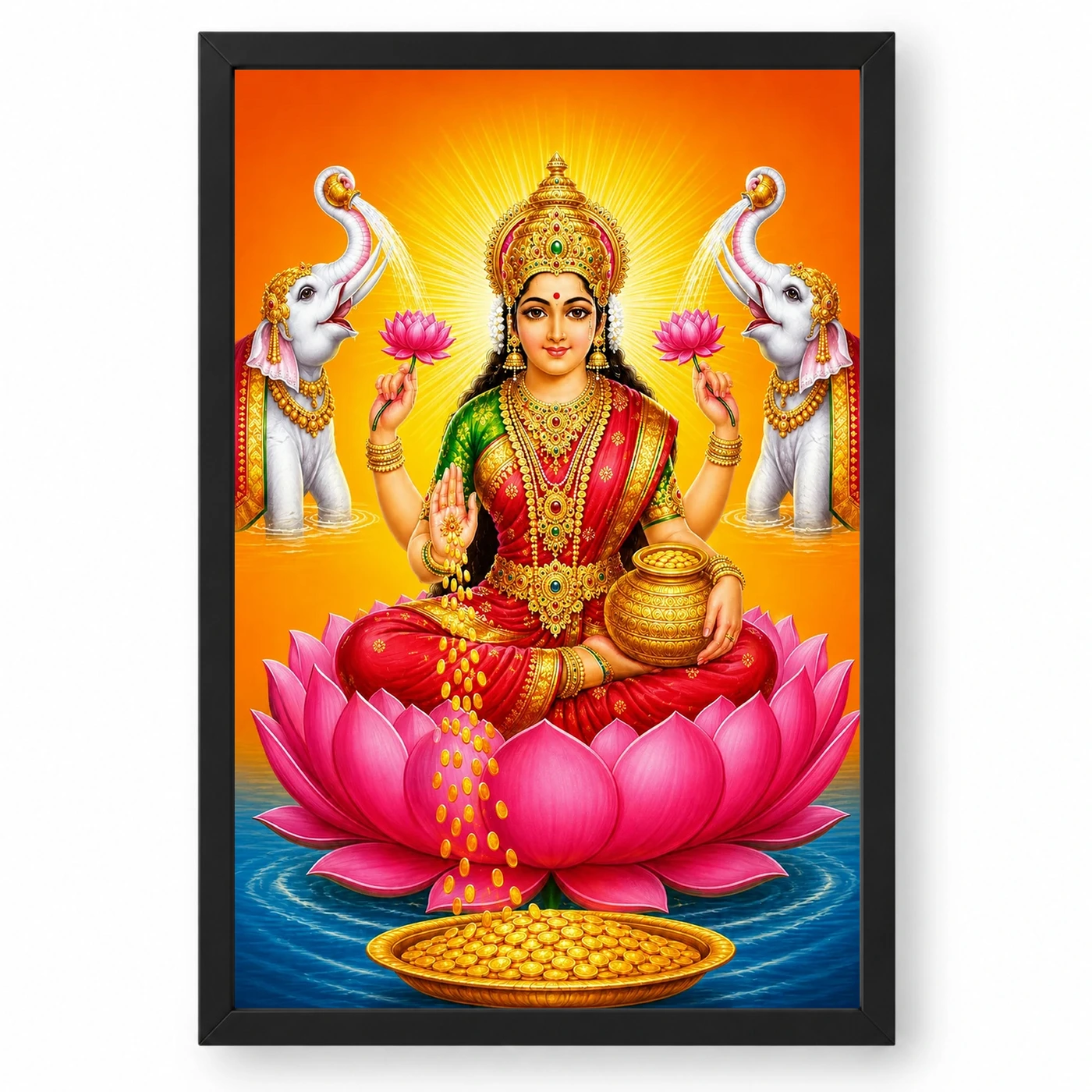 Classic Gaja Varalakshmi Photo Frame – Saffron Lotus Art 1 Classic Gaja Varalakshmi Photo Frame – Saffron Lotus Art — black frame clean
