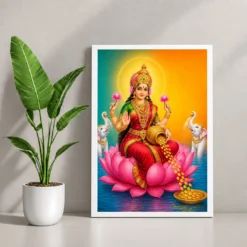 Diagonal Prosperity Varalakshmi Photo Frame – Teal Red Art 12 Diagonal Prosperity Varalakshmi Photo Frame – Teal Red Art — white frame console