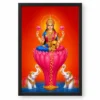 Tall Lotus Varalakshmi Photo Frame – Red Blue Prosperity Art 18 Tall Lotus Varalakshmi Photo Frame – Red Blue Prosperity Art — black frame clean
