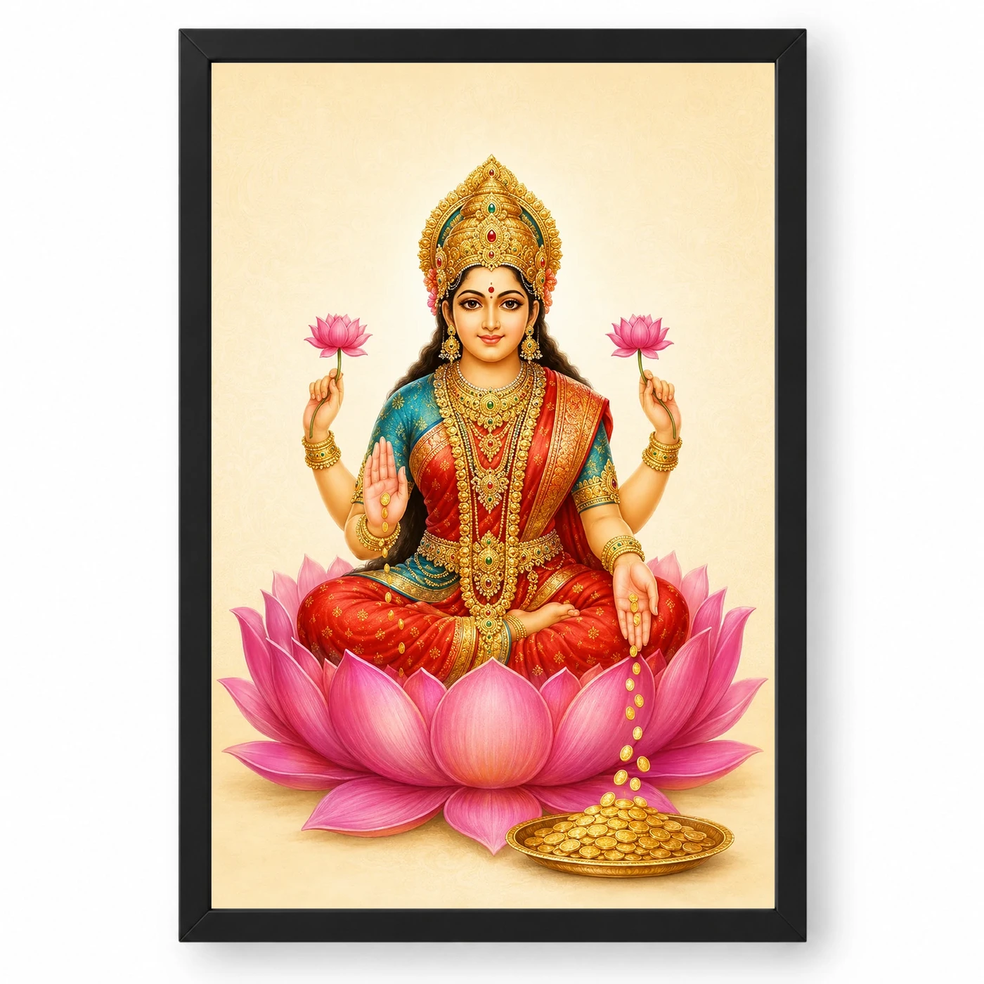 Ivory Paisley Varalakshmi Photo Frame – Minimal Lotus Art 1 Ivory Paisley Varalakshmi Photo Frame – Minimal Lotus Art — black frame clean