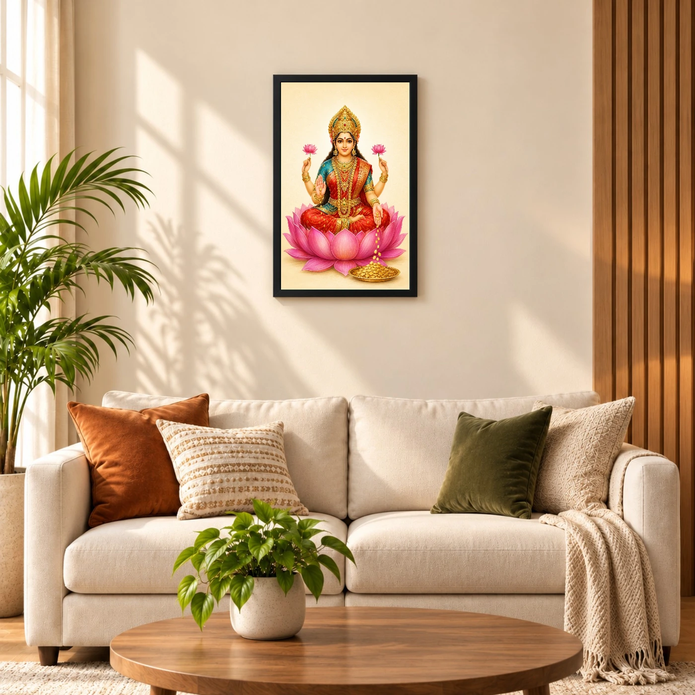 Ivory Paisley Varalakshmi Photo Frame – Minimal Lotus Art 58 Ivory Paisley Varalakshmi Photo Frame – Minimal Lotus Art — black frame