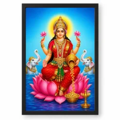 Sapphire Water Gaja Varalakshmi Photo Frame – Lotus Art — black frame clean