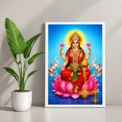 Sapphire Water Gaja Varalakshmi Photo Frame – Lotus Art 12 Sapphire Water Gaja Varalakshmi Photo Frame – Lotus Art — white frame console