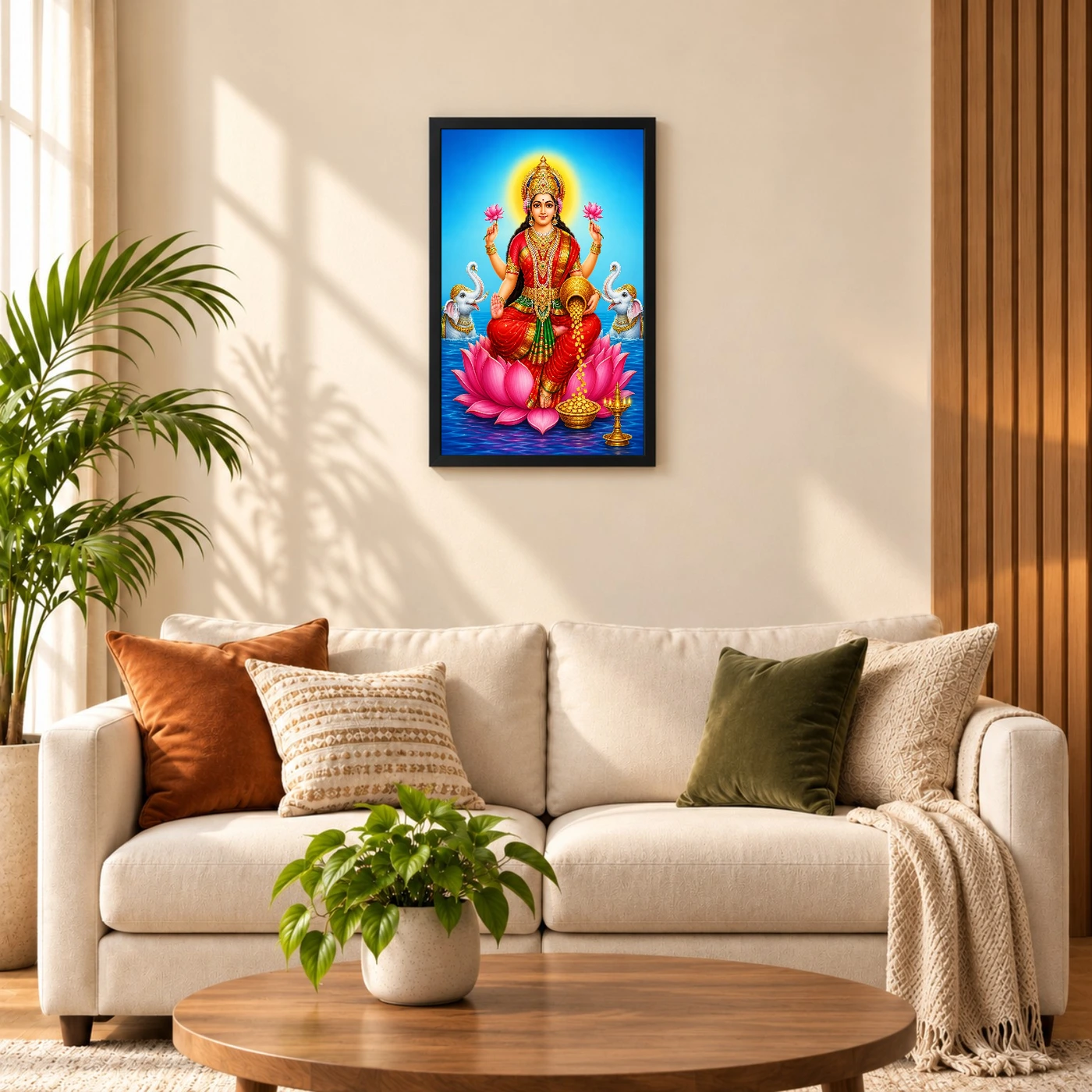 Sapphire Water Gaja Varalakshmi Photo Frame – Lotus Art 58 Sapphire Water Gaja Varalakshmi Photo Frame – Lotus Art — black frame