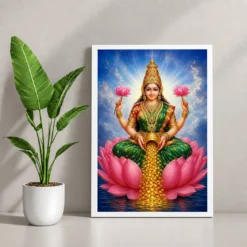 Celestial Green Varalakshmi Photo Frame – Divine Lotus Art — white frame console