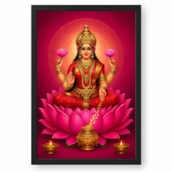 Magenta Mandala Varalakshmi Photo Frame – Modern Devotional Art — black frame clean
