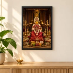 Varalakshmi Vratam Idol Photo Frame – Temple Altar Art — black frame pooja shelf