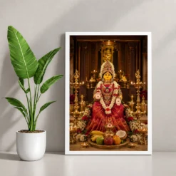 Varalakshmi Vratam Idol Photo Frame – Temple Altar Art — white frame console