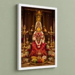 Varalakshmi Vratam Idol Photo Frame – Temple Altar Art — white frame angled wall