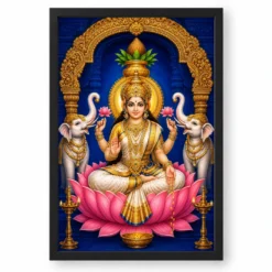 Pearl White Saree Varalakshmi Photo Frame – Blue Temple Art — black frame clean